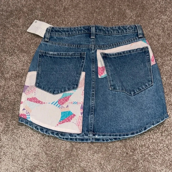 PTCL Ethical Clothing patch quilted jean skirt - size 24 NWT. U - Picture 5 of 7